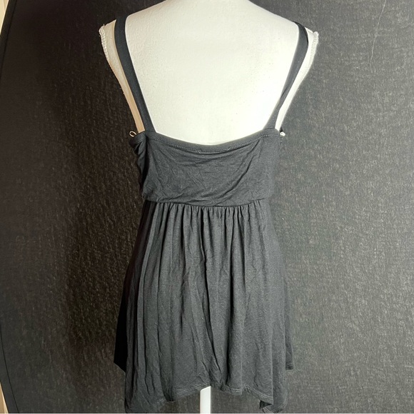 Moa Moa Black flowing top with rhinestone neck detail. NWT. Size large. - Picture 2 of 4